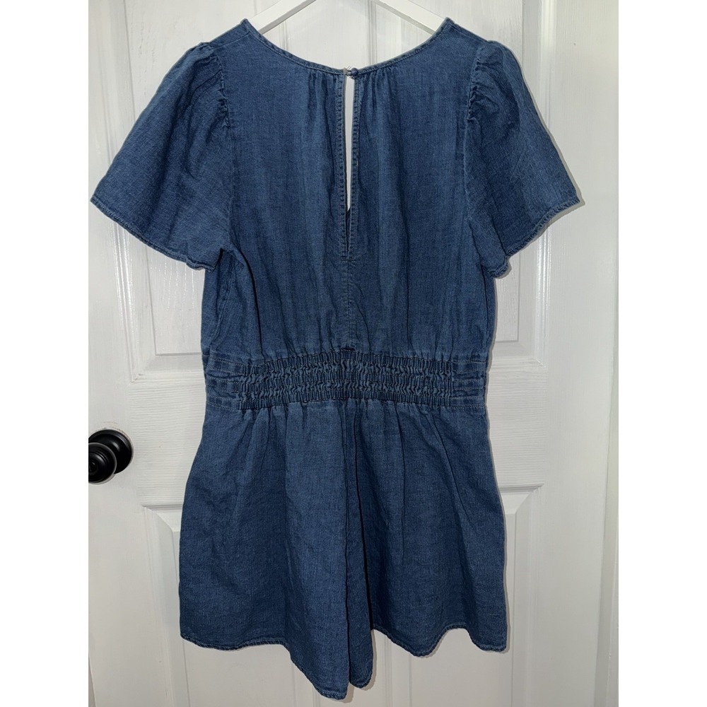 Anthropologie Somerset Indigo Blue Short-Sleeve Denim Romper - Picture 4 of 8